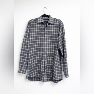 Classic Men's Gray Plaid Button-Down Shirt